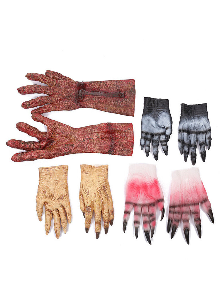 Halloween Costume Party Cosplay Prop Terrorist Zombie Blood Latex Glove Party Decor Supplies 4 Style
