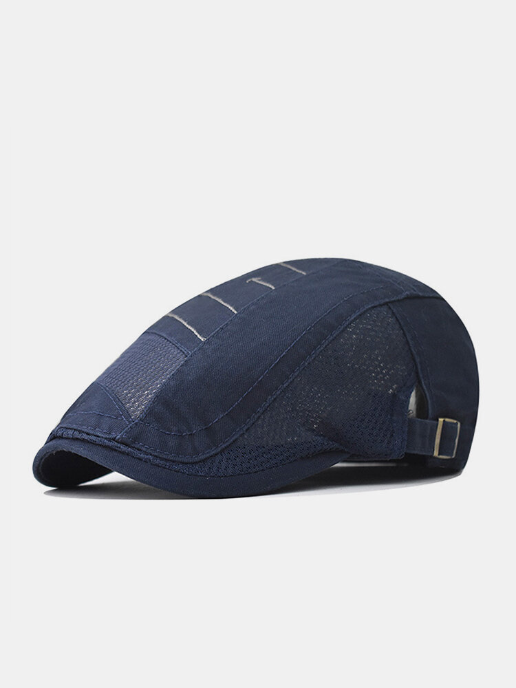 Menico Men Cotton Topstitched Outdoor Breathable Sunshade Short Brim Casual Vintage Forward Hats Beret Flat Caps