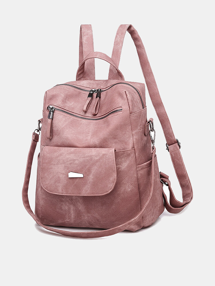 Women Casual Large Capacity Shoulder Bag Solid Backpack