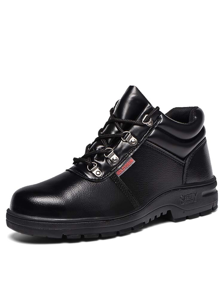 

Men PU Steel Toe Non Slip Anti Smashing Casual Safety Shoes, Black