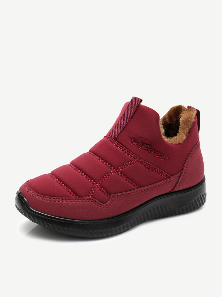 Women Winter Waterproof Slip Resistant Warm Lined Lightweight Slip-on Snow Boots