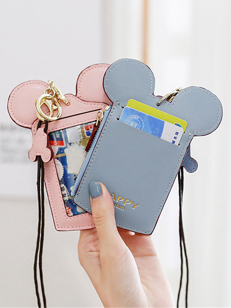 Women Cute Animal Shape Card Holder Wallet Purse Neck Bag 