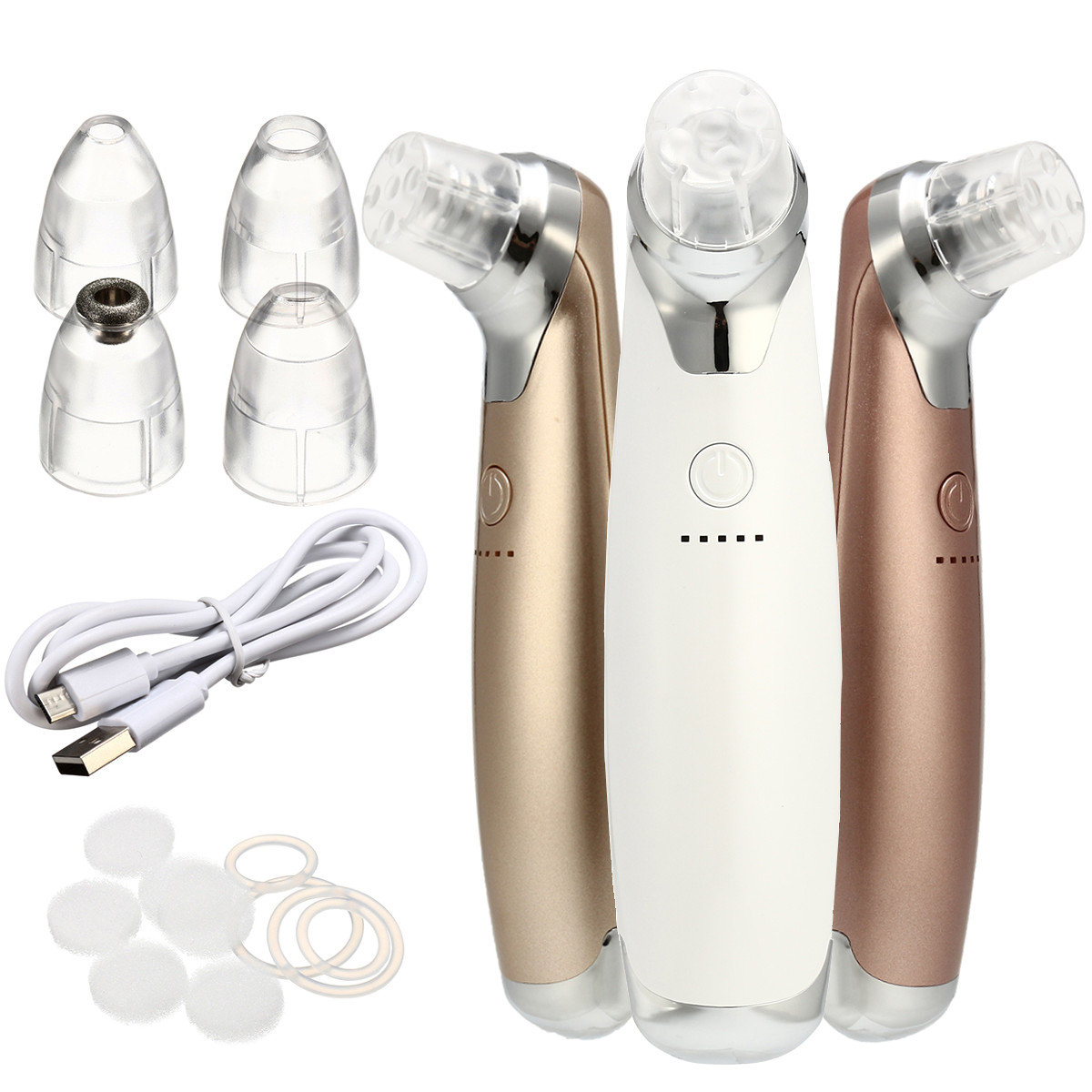 

Electric Facial Cleansing Instrument Blackhead Acne Pore Remover USB Rechargeable Cleaner, Rose gold