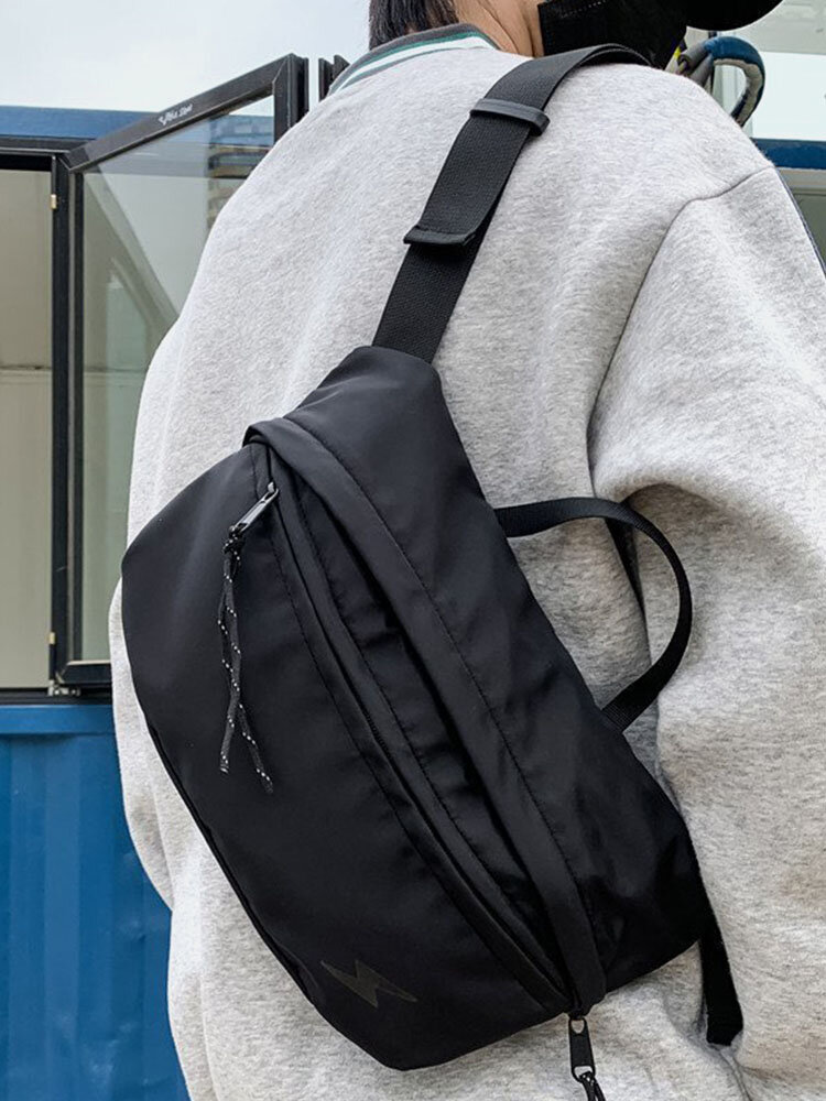 Men Casual Nylon Multi-Carry Solid Color Crossbody Bag Handbag