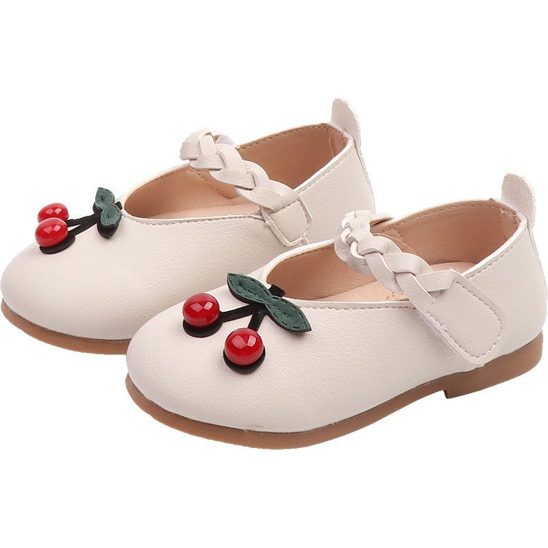 Girls Cherry Decor Hook Loop Lovely Flat Shoes For Toddler Kids