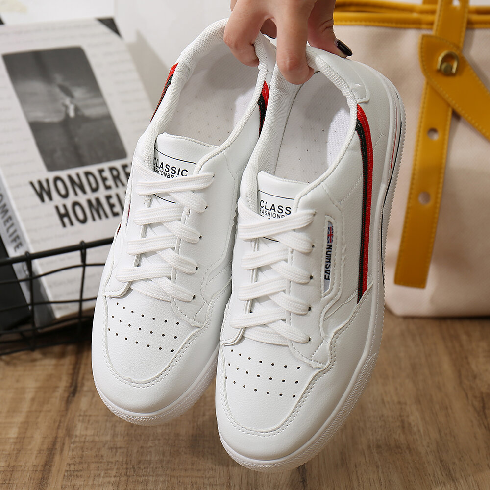 Women Line Decoration Surfaces Breathable Casual Flats Trainers Shoes