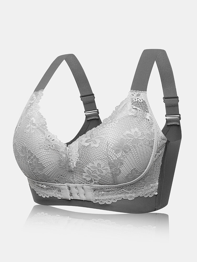 Women Floral Lace Trim Wireless Modal Lined Breathable Ajustable Bras
