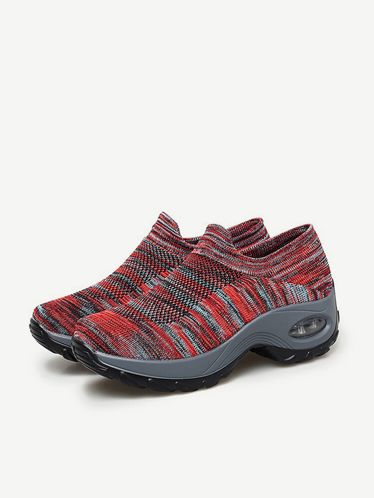 Women Outdoor Breathable Knitting Air Mesh Platform Slip On Sneakers