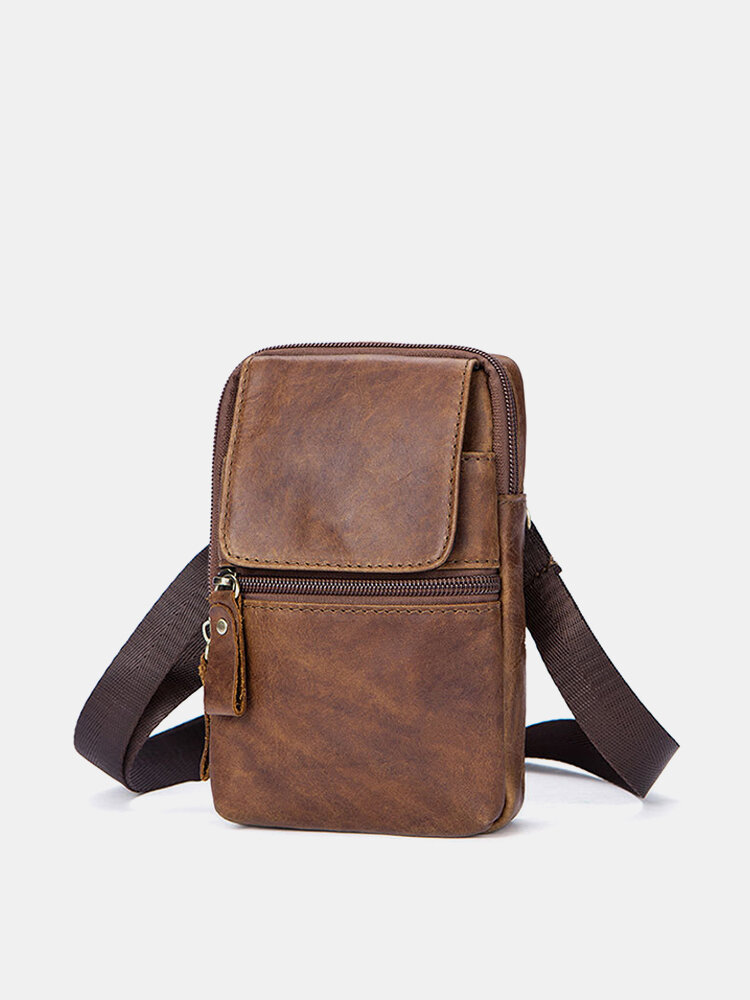 Genuine Leather Retro Casual Single-shoulder Crossbody Bag For Men
