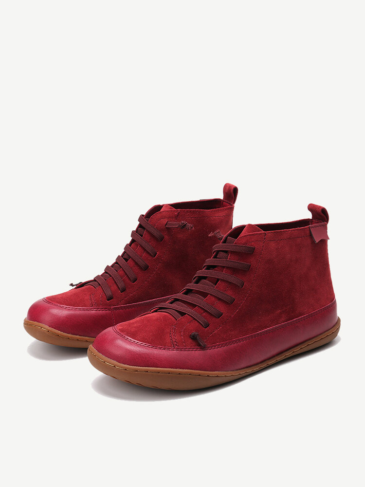 Women Suede Slip Resistant High Top Splicing Casual Boots