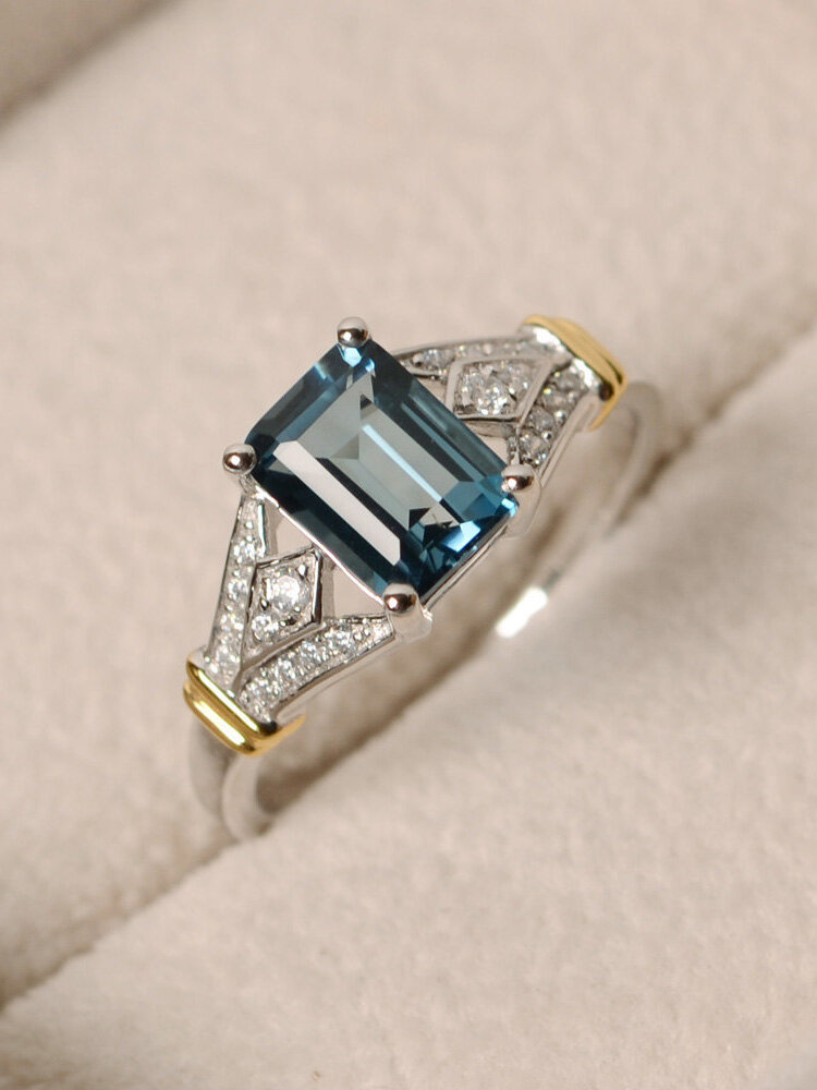 Luxury Topaz Stone Silver Rings Gemstone Zircon Ring Romantic Gift Engagement Jewelry for Women