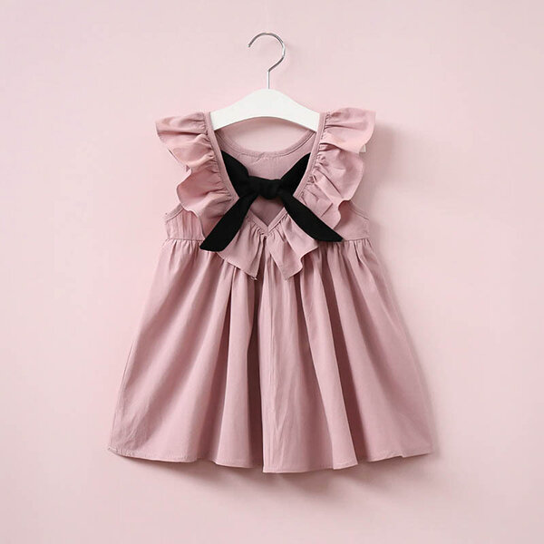 

Bowknot Ruffles Toddler Girl Backless Dress For 2-9Y, Pink;wine red