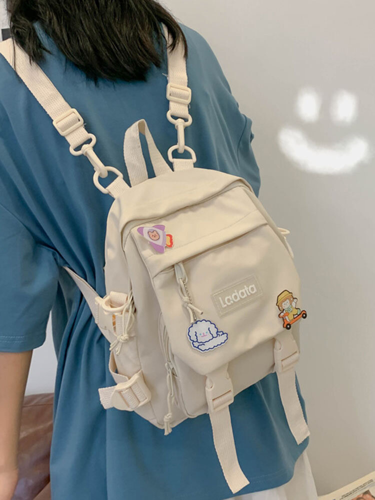 Women Nylon Mini Large Capacity Multi-Carry Backpack Causal Multi-Pocket Student Bag