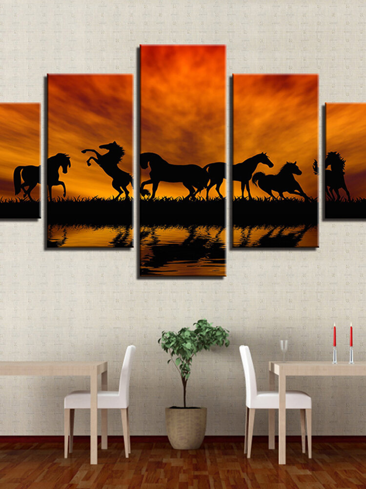 HD Spray Painting Wall Painting 5 Pieces Grassland Horses Animal Paints  Pictures Canvas Home Decor - Newchic