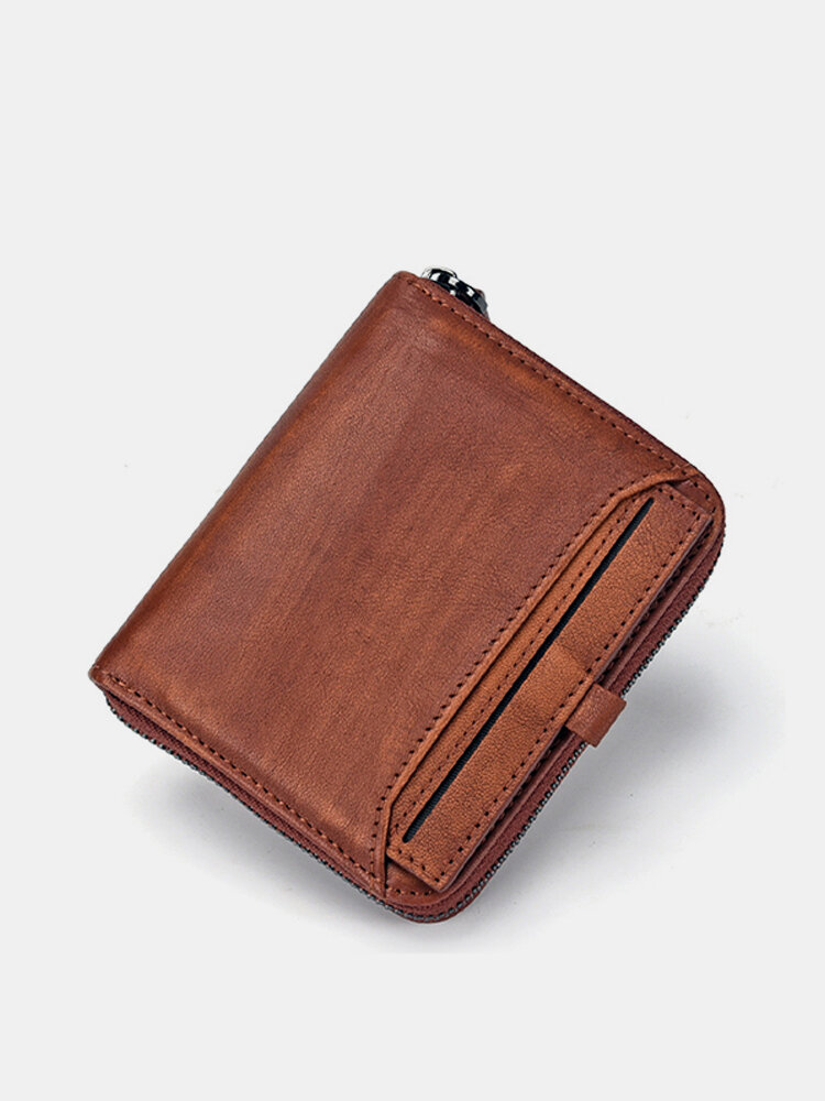 Men Genuine Leather Multi-slots Retro Removable Foldable Card Holder Wallet