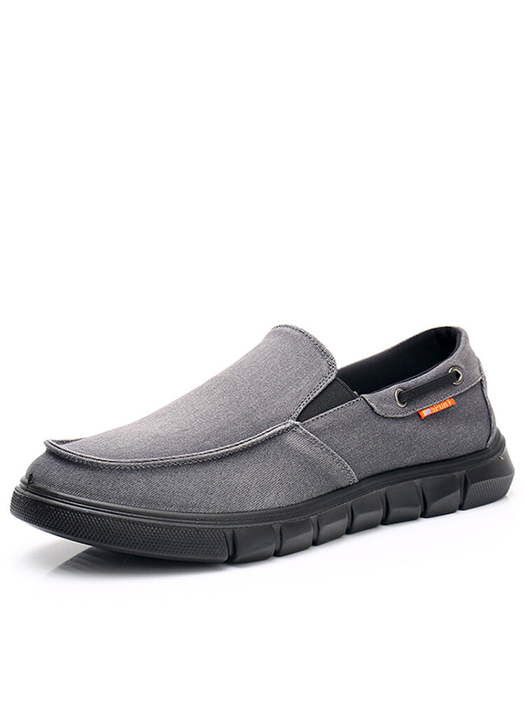 

Men Old Peking Breathabke Comfy Soft Sole Slip On Casual Canvas Shoes, Gray;black