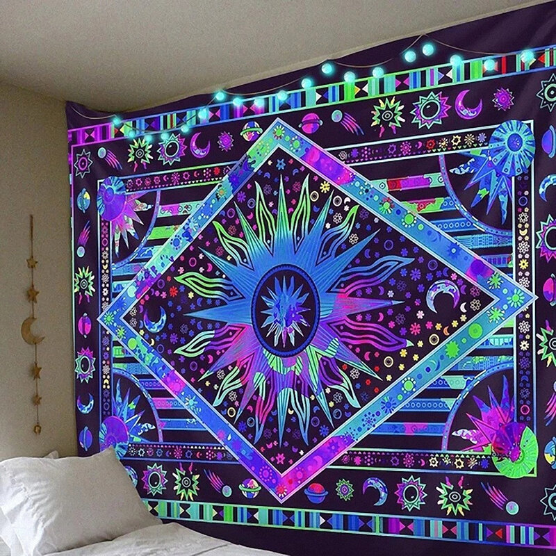 

Psychedelic Celestial Sun Moon Tapestry Planet Bohemian Tapestry Wall Mount Dormitory Decoration Tapestry