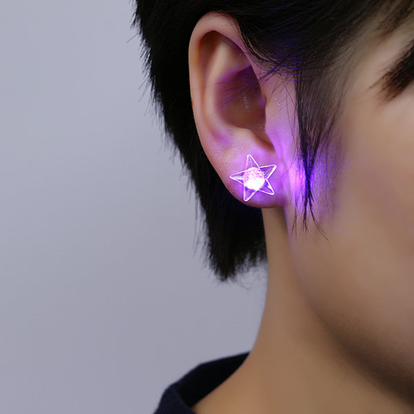 1 Pair Statement Glowing Led Earrings Luminous Light Up Star Piercing Stud Earrings For Women