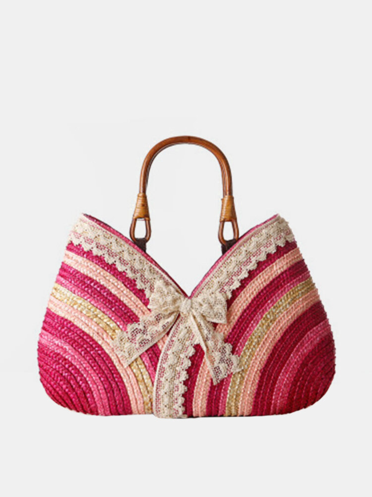 Lace Stylish Travel Cute Straw Beach Bags For Women