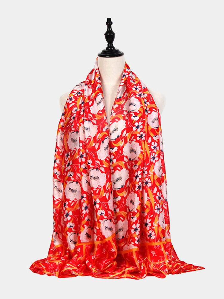 महिला डैक्रॉन Colorful विभिन्न पुष्प प्रिंट सनशेड सजावटी शॉल स्कार्फ