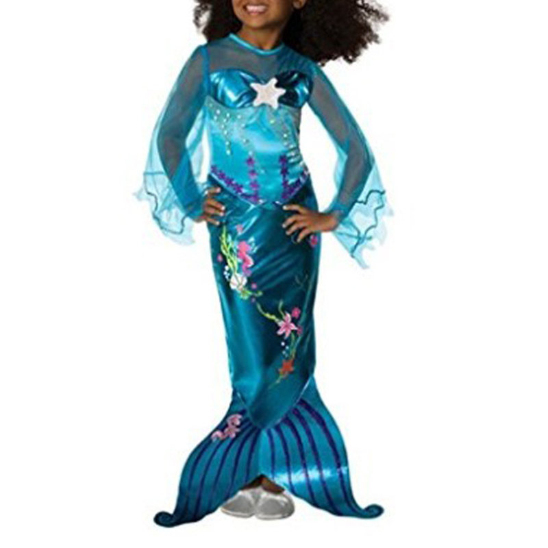 Girls Mermaid Tail Cosplay Halloween Party Costume For 4Y-13Y