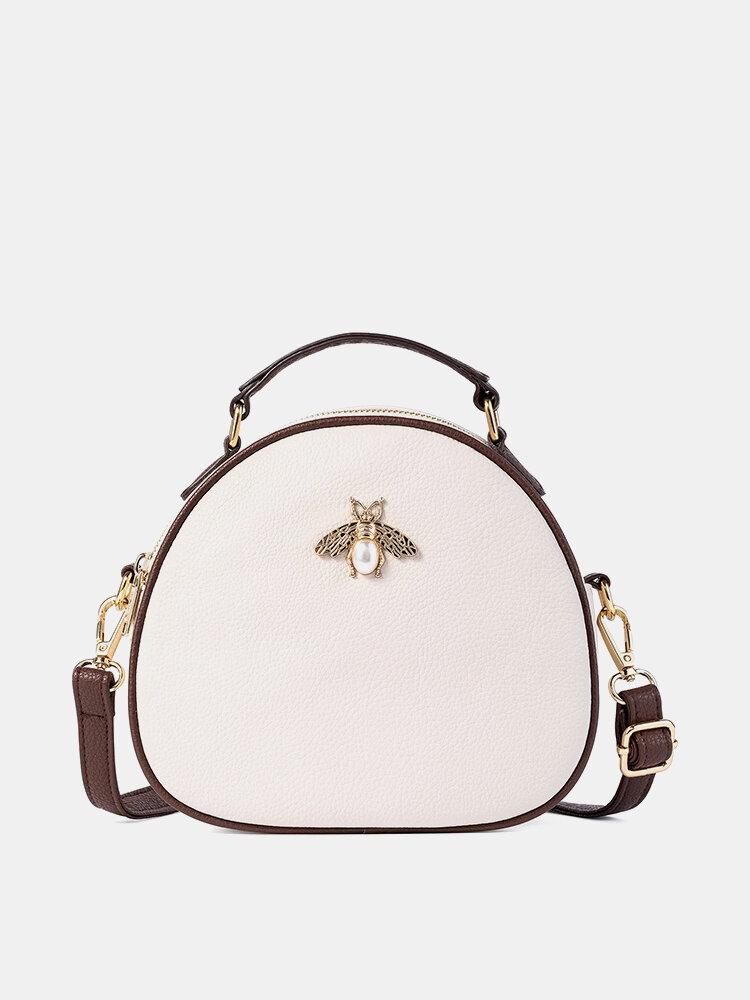Women Faux Leather Vintage Pearl Design Waterproof Large Capacity Handbag Shoulder Bag Crossbody Bags