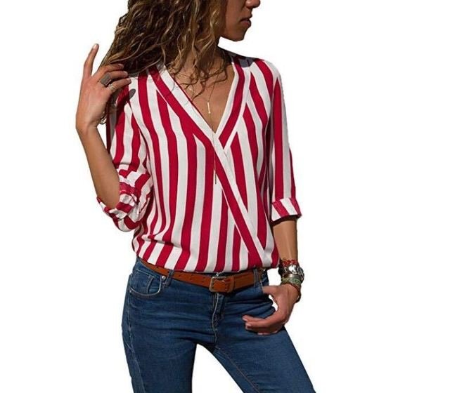 Stripe Loose casual long sleeve shirt For Women