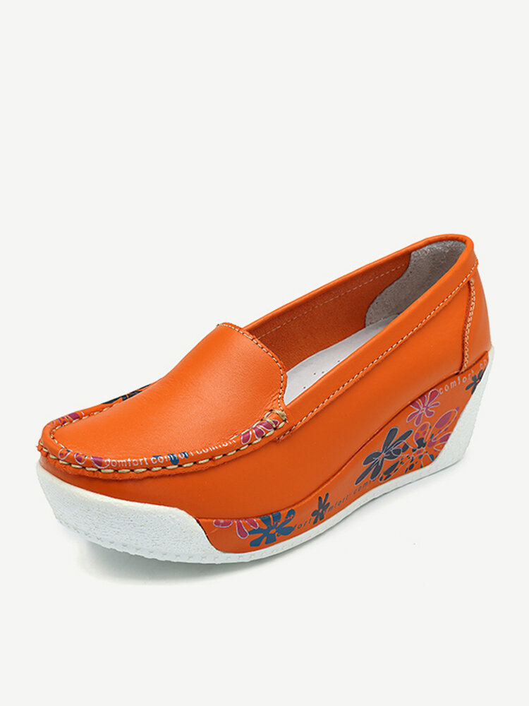 Color Match Platform Wedges Slip On Casual Shoes