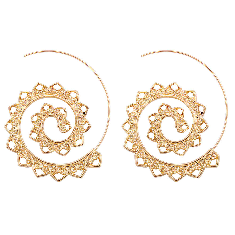 

Exaggerated Spiral Heart Drop Shape Big Circle Hoop Gold Silver Color Dangle Earrings Gift for Her