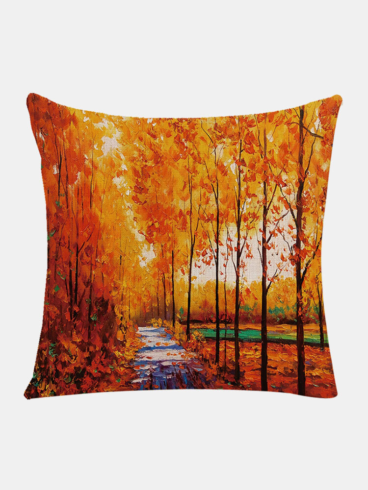 1 PC Oil Dimensional Landscape Painting Linen Home Bedroom Living Room Decoration Cushion Cover Throw Pillow Cover Pillo