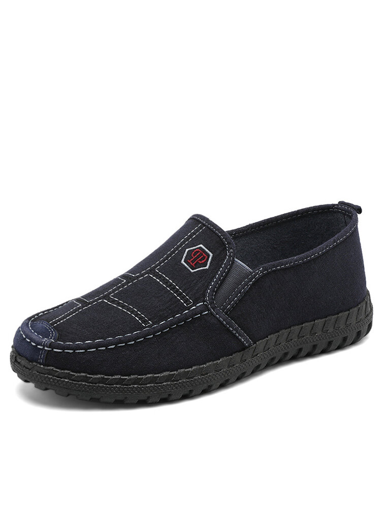 Men Washed Canvas Comfy Slip On Soft Casual Shoes