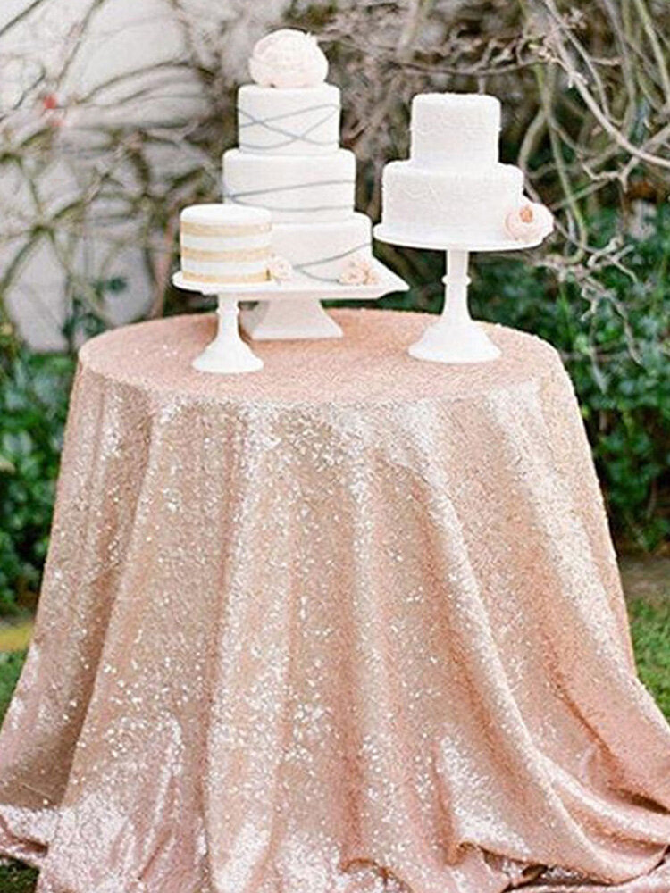 

12''x120'' Sparkly Rose Gold Shine Sequin Table Cloth Dinner Wedding Party Decor