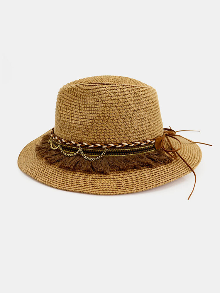 Men & Women Straw Hat Beach Hat Outdoor Seaside Sunscreen Sun Hat
