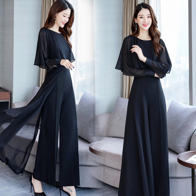 Wide Leg Pants Suit Women's New Temperament Fashion Skirt Pendulum Fan Yang Yang Two Sets Of Royal Sister