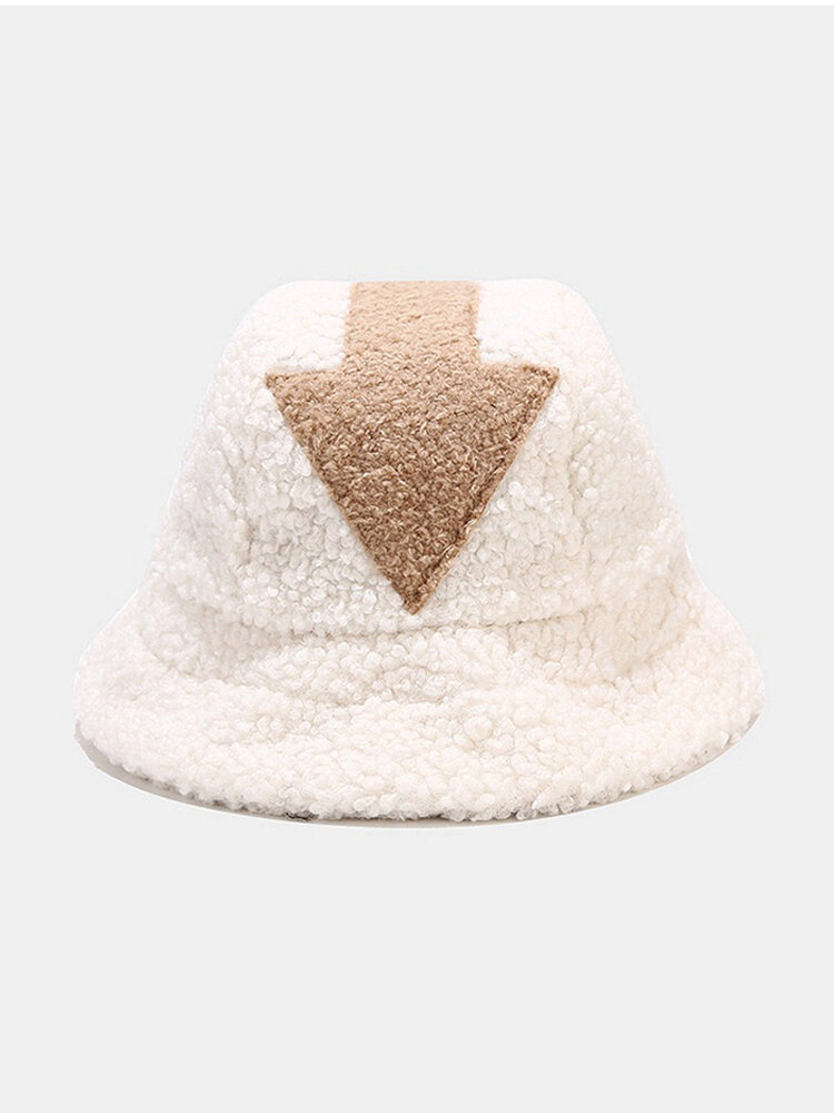 Women & Men Fur Winter Thermal Hat Keep Warm Soft Arrow Pattern Casual All-match Couple Hat Bucket Hat