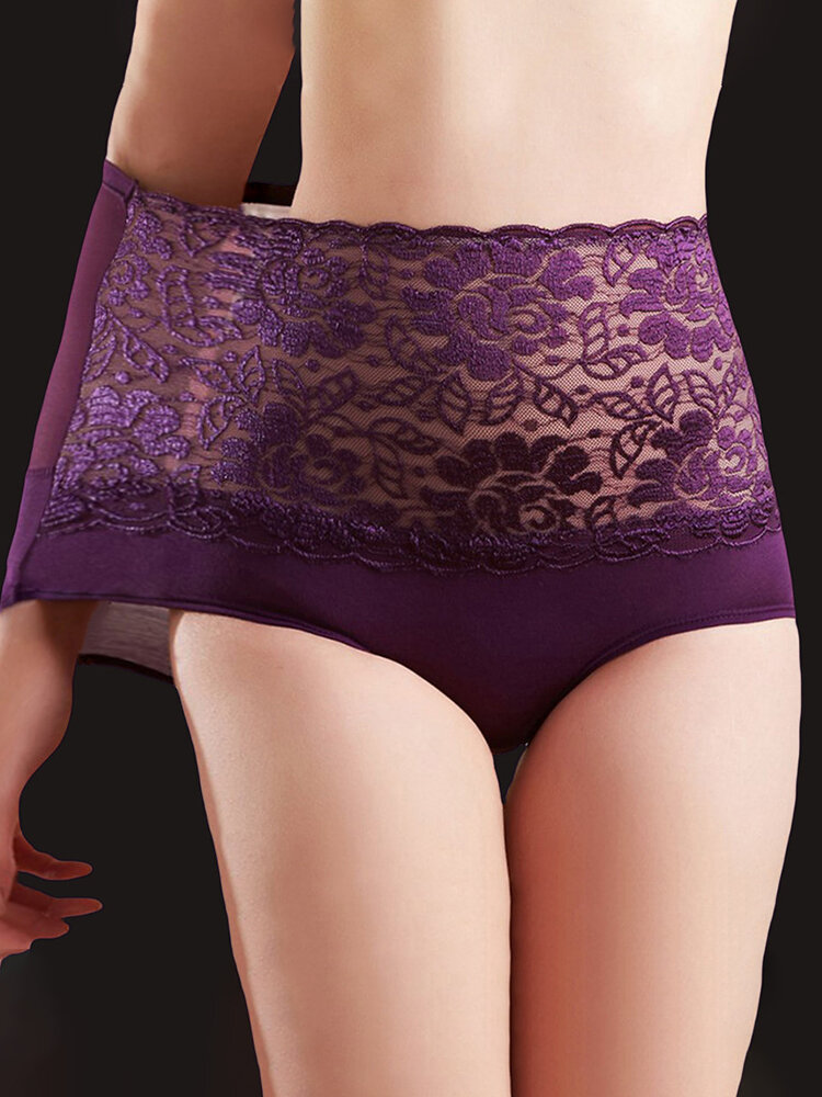 

Lace High Waist Tummy Shaping Hip Lifting Panties, Purple;black;light orange;watermelon red;rose;red;pink;nude;navy