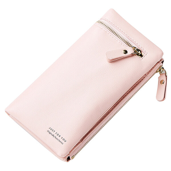 Stylish Candy Color PU Leather Long Wallet Card Holder Phone Bag For Women