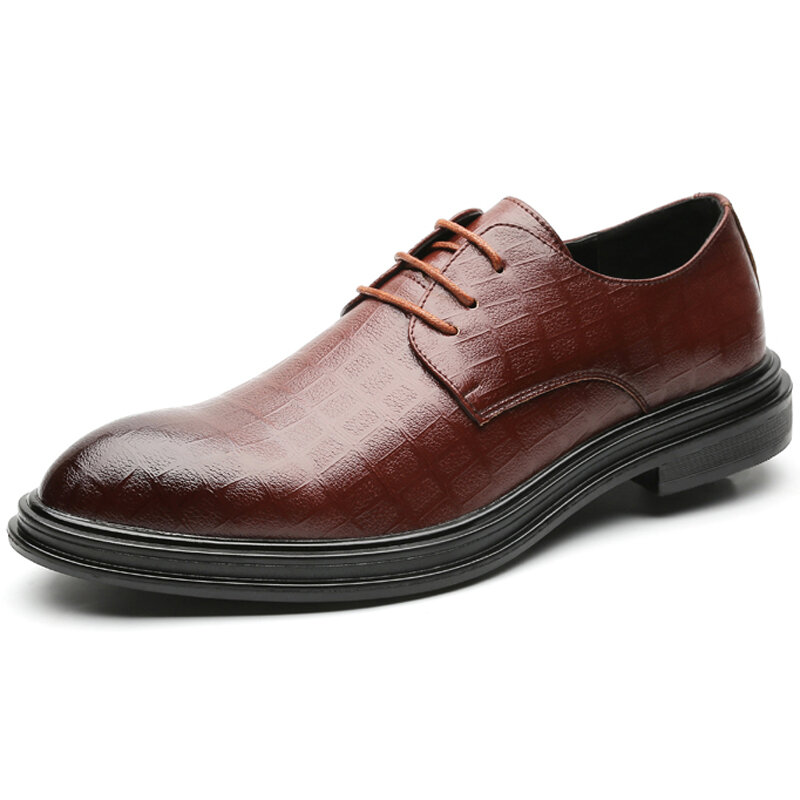 Men Microfiber Leather Embossing Non Slip Dress Formal Shoes