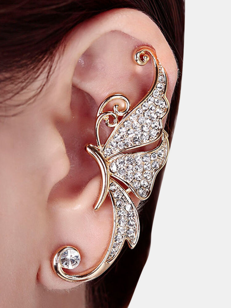 Elegant Alloy Full Diamond-shape Butterfly Earrings