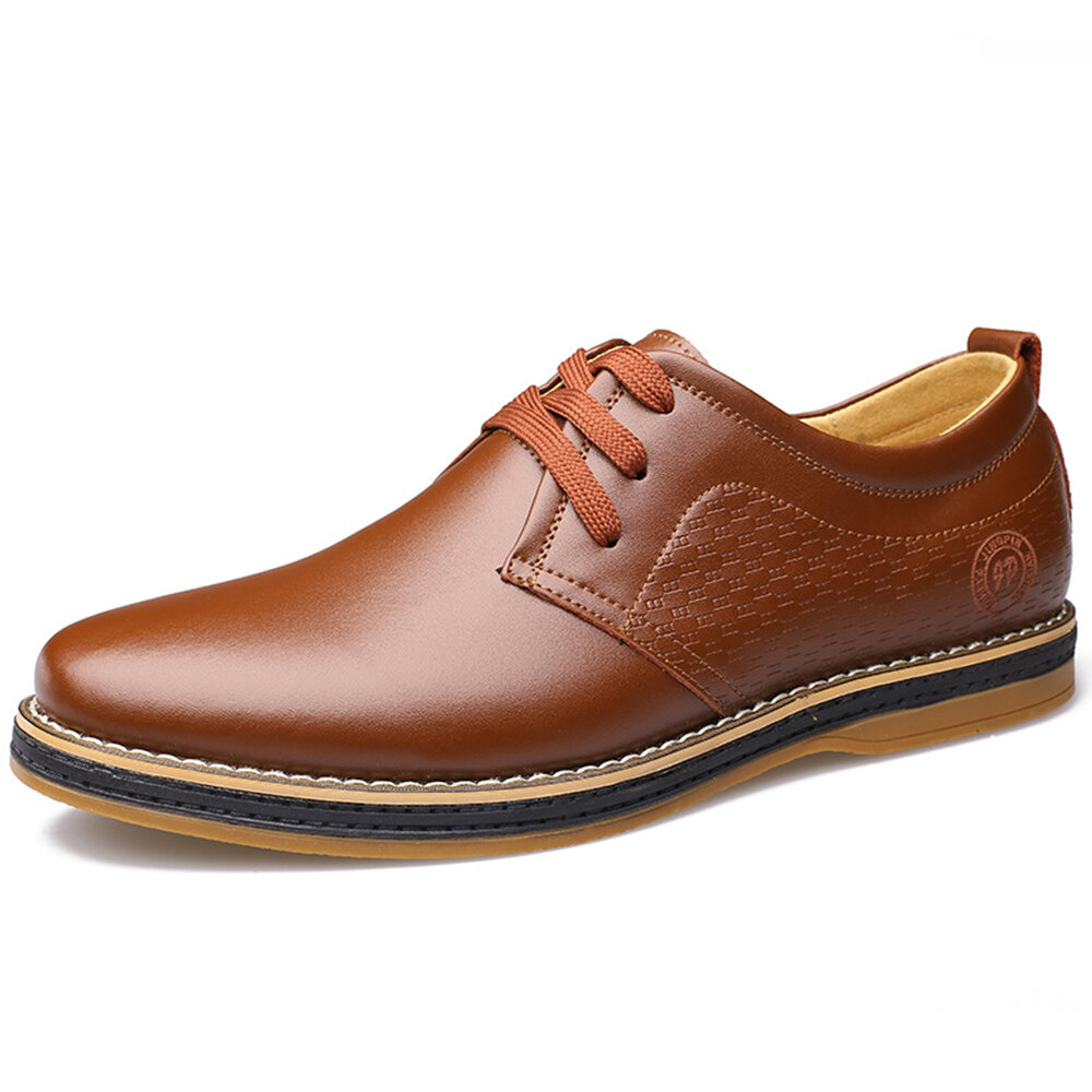 Men Pure Color Leather Non Slip Wear Resistant Casual Shoes 