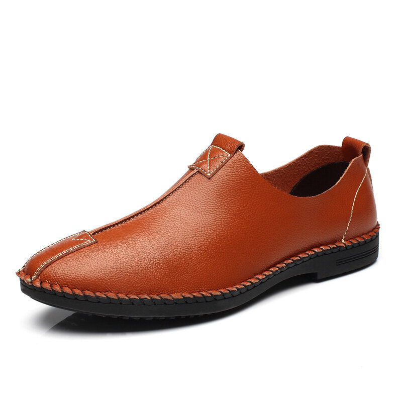 Men Microfiber Leather Business Stitching Slip On Casual Shoes
