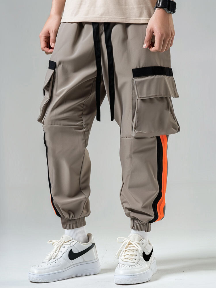 Pantalon cargo ample avec poche à rabat et cordon de serrage pour hommes
