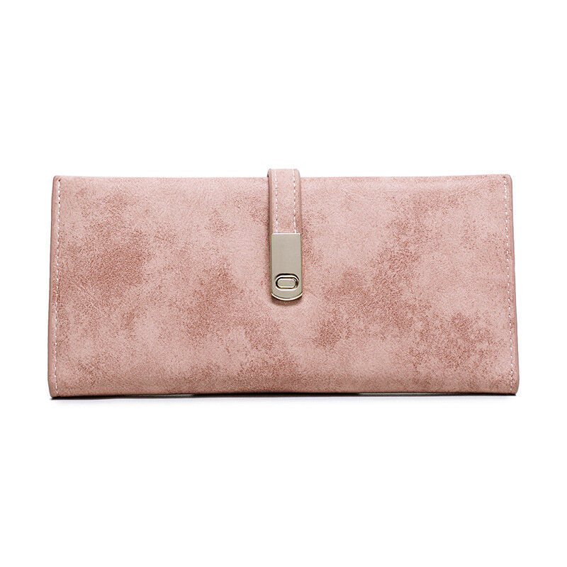 Women Retro Solid Color Long Wallet Clutch Bag 