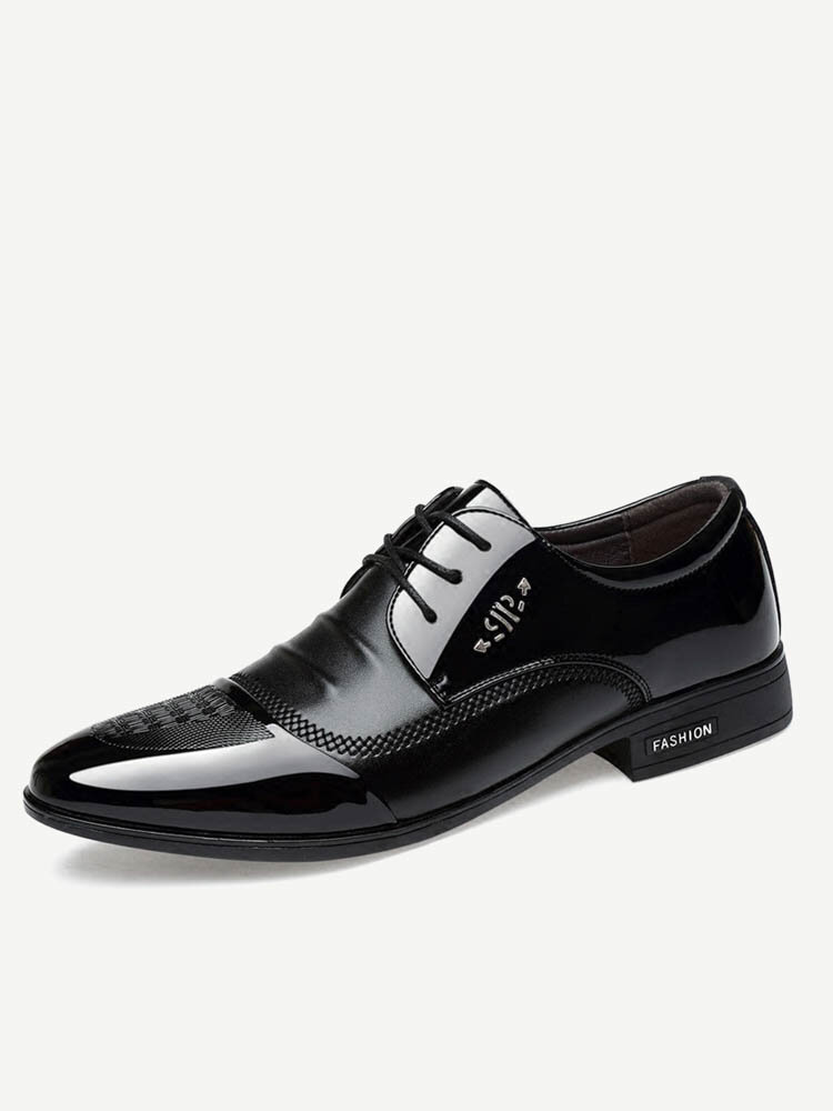 Men Classic Black Lace Up Business Casual Formal Dress Shoes