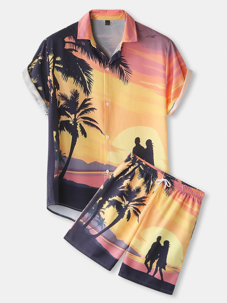 

Coconut Tree Landscape Print Co-ords, Yellow