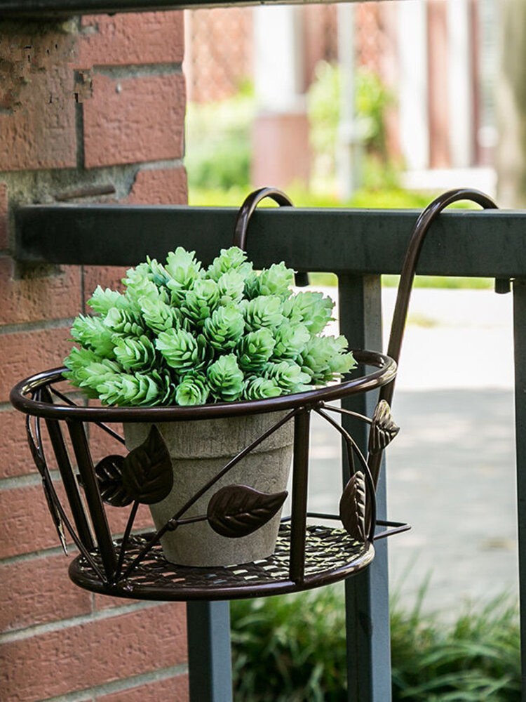 Metal Iron Flower Pot Hanging Balcony Plant Holder Fence Pots Garden Decor US 