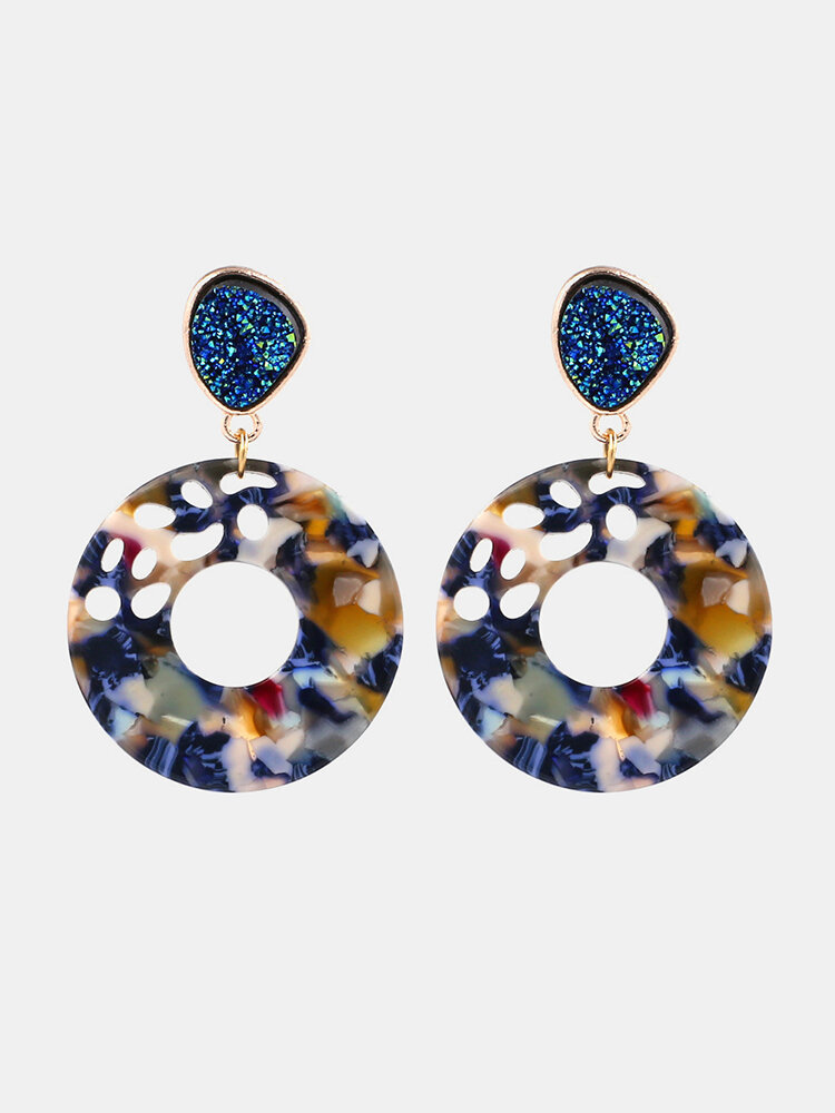 Bohemian Pattern Resin Earrings Drop Colorful Marble Earrings For Women