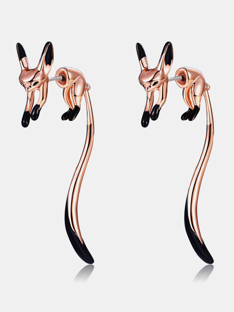 Trendy Lovely Long-tailed Fox Shape Copper Plated Studs Earrings