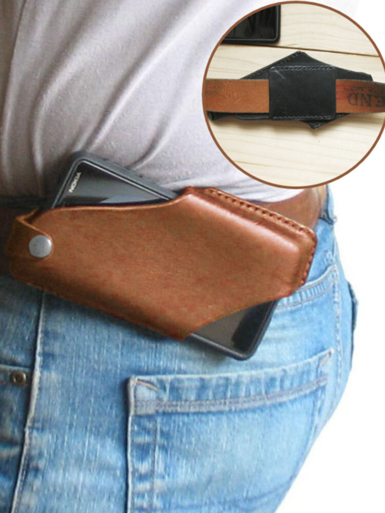Hommes EDC en cuir véritable 6,5 pouces support de téléphone étui pour téléphone ceinture sac