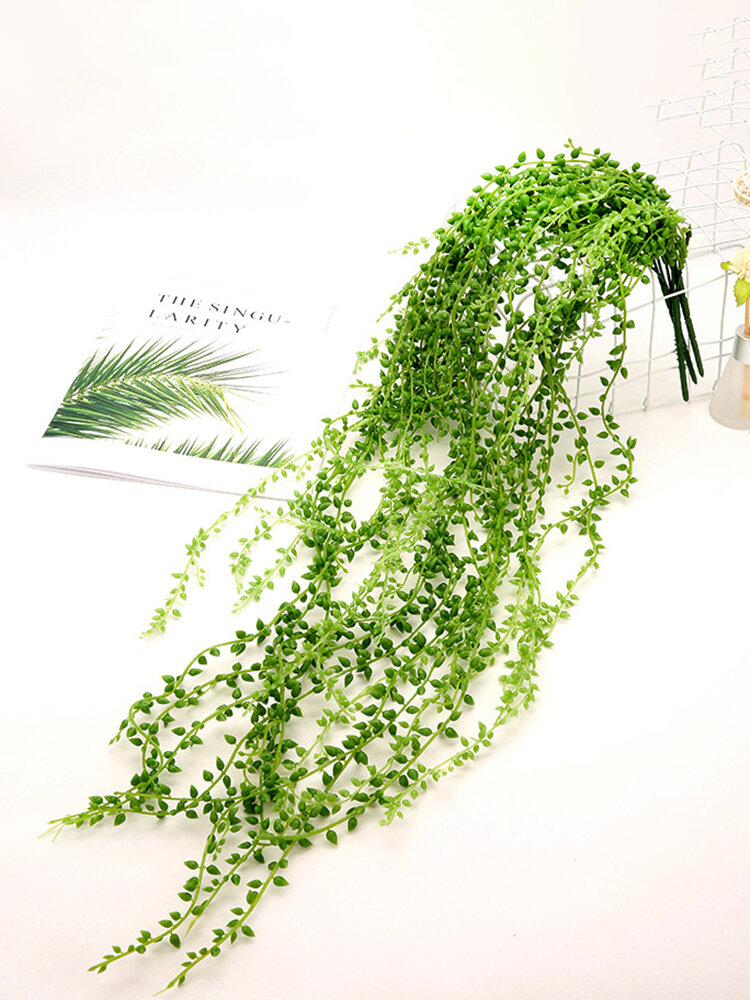 Artificial Succulents Beads Green Vines Hanging Rattan Plants Home Wall Decor 
